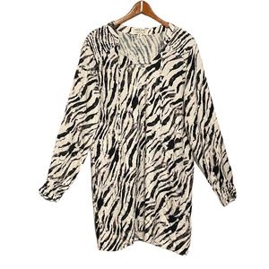 Cloth & Stone Anthropologie Tiger Print Stripe Long Sleeve Tunic Midi Dress Sz M
